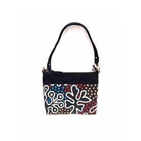 Embroidered Leather Handbag - Puuruda Manu Wanakiji Jukurrpa
