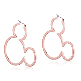 Couture Kingdom Mickey Mouse Outline Rose Gold Hoop Earrings